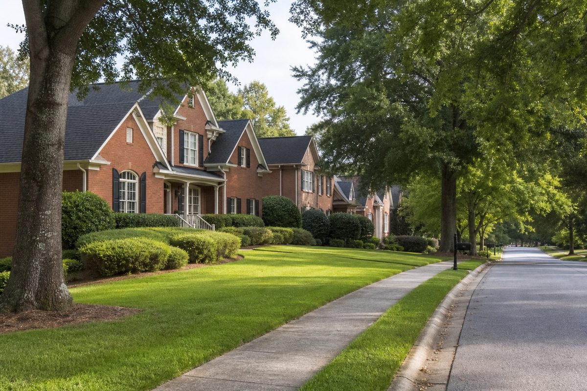 Dunwoody Atlanta Georgia neighborhood street, AI-generated concept imagery